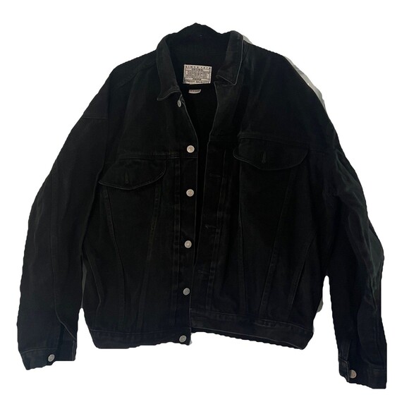 Jordache Black Denim Jacket Size Large - Picture 1 of 4
